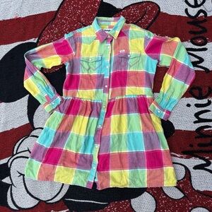 WRANGLER X BARBIE NEON PLAID WESTERN DRESS SIZE XL GIRLS